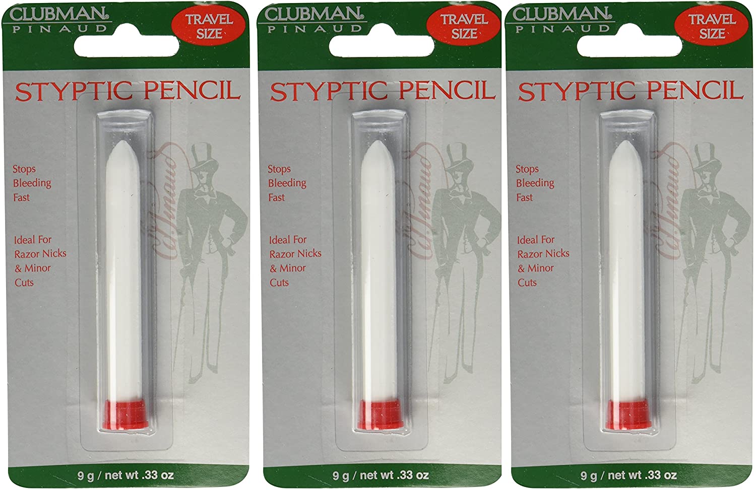 Clubman Pinaud Styptic Pencil Travel Size, 3-Pack