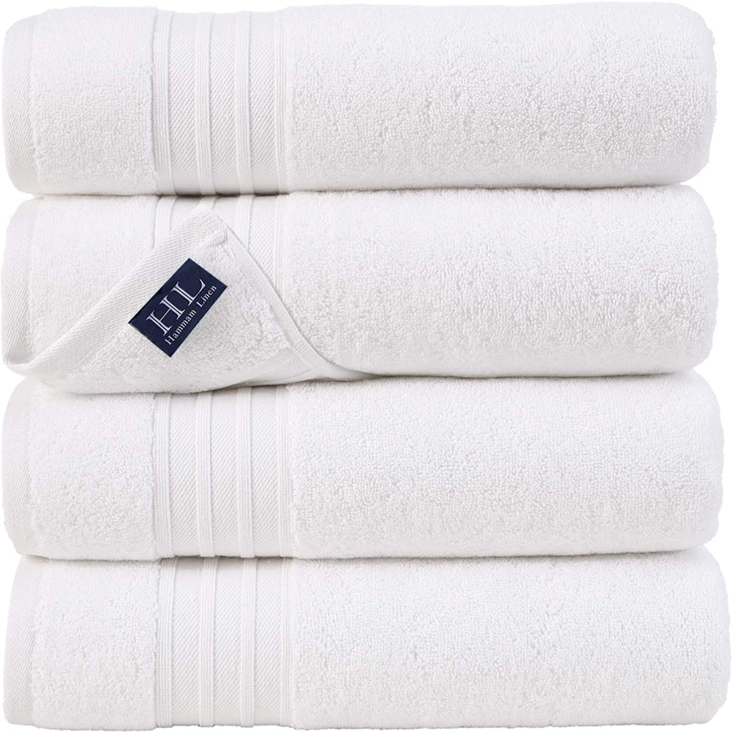 Hammam Linen Lightweight Cotton Bath Towels, 4-Piece