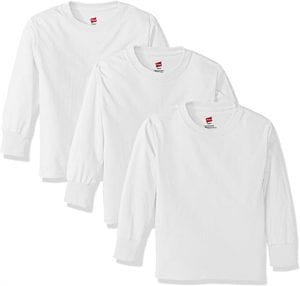 Hanes Cotton Boys’ Long-Sleeve Shirts, 3-Pack