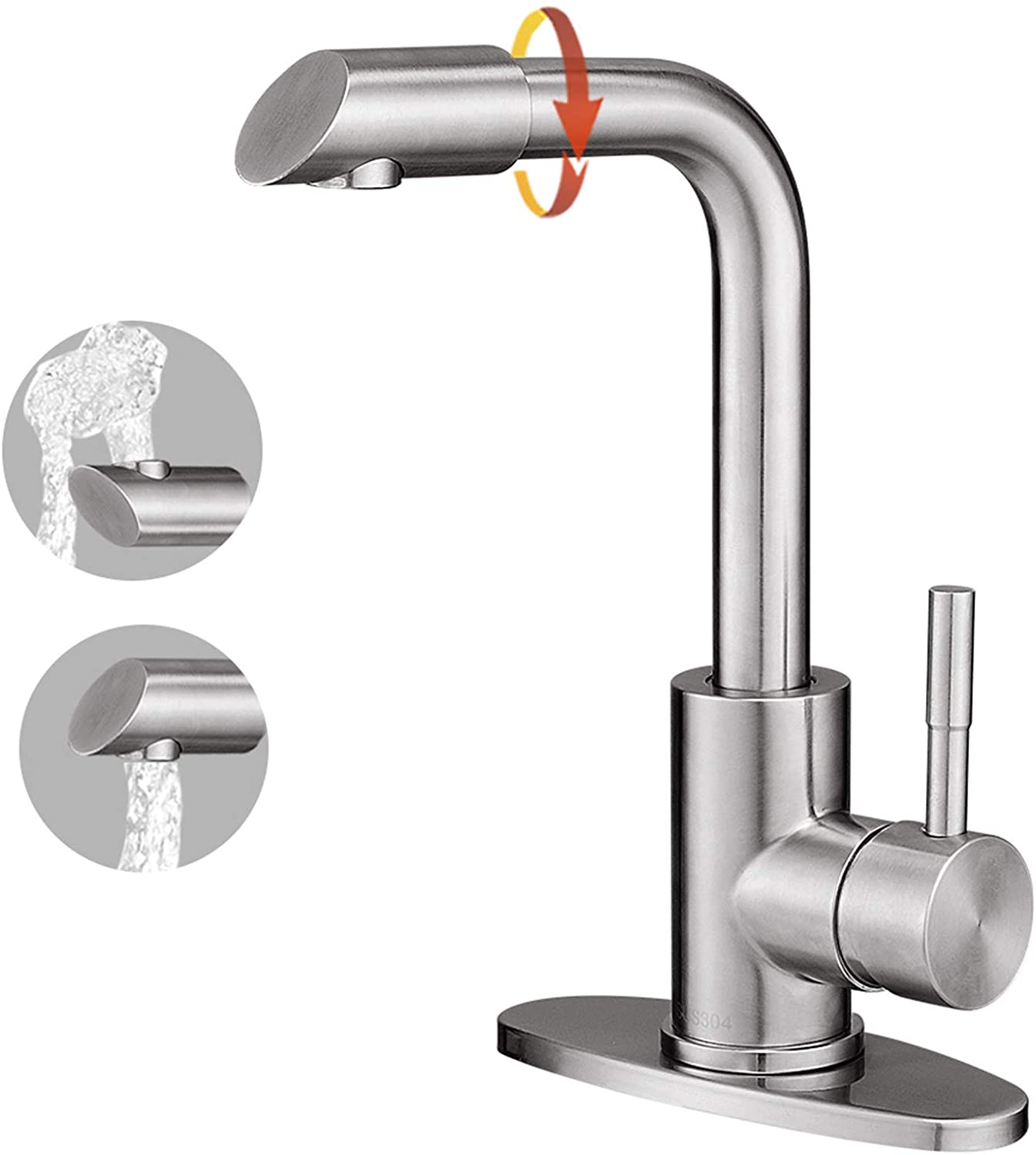 Hoimpro Modern Single Handle 360 Rotate Spout Wet Bar Sink Faucet