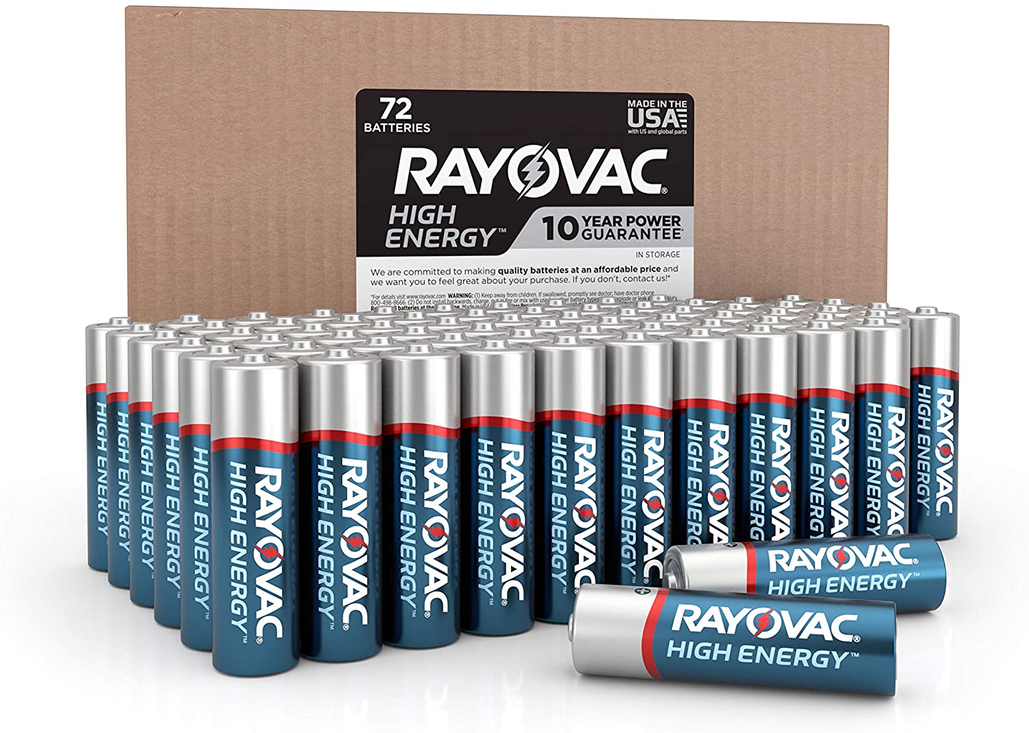 Rayovac Alkaline AA Batteries, 72-Count