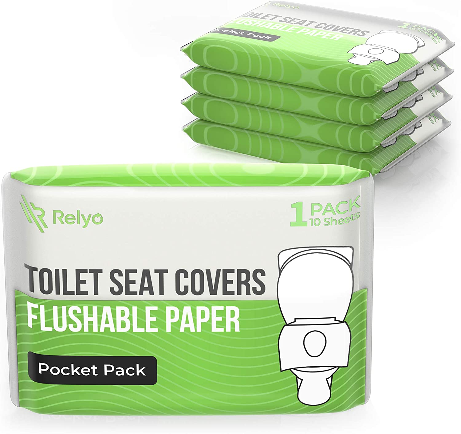 Relyo Thick Flushable Toilet Seat Covers, 50-Pack