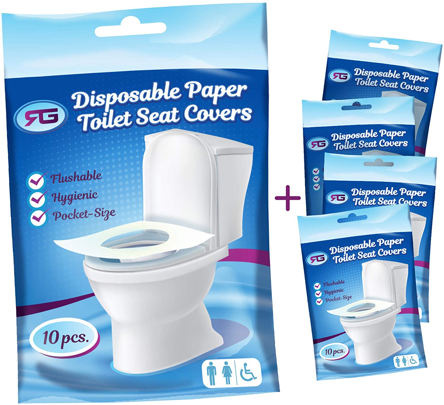 Rockland Guard Resealable Pack Disposable Toilet Seat Covers, 50-Pack