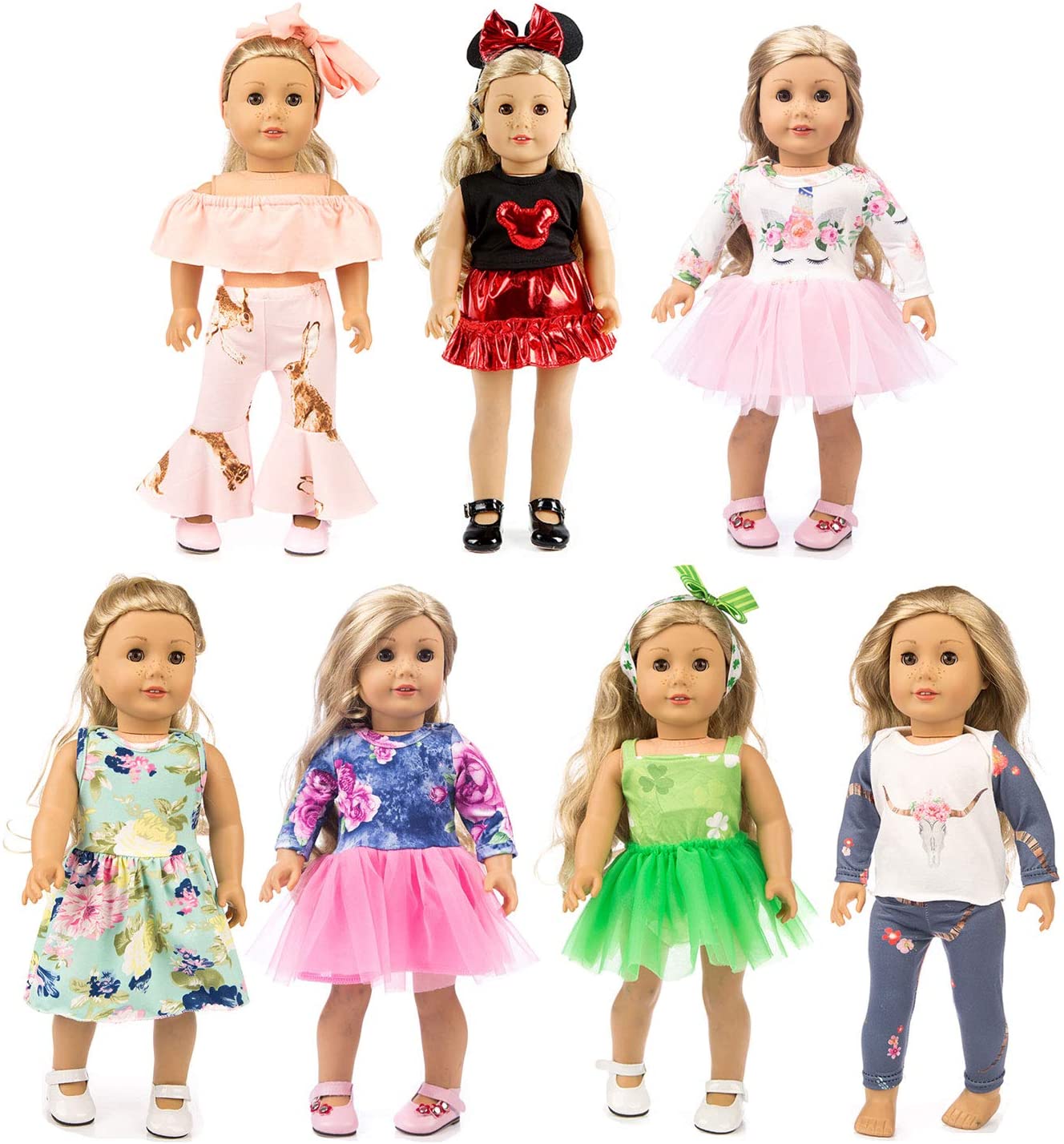 XFEYUE All Occasion 18-Inch American Girl Doll Clothes, 14-Piece