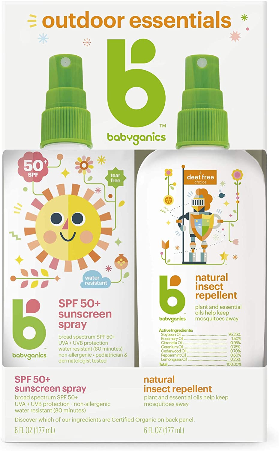 Babyganics Children’s Zinc Oxide Sunscreen & Bug Spray, 2-Pack