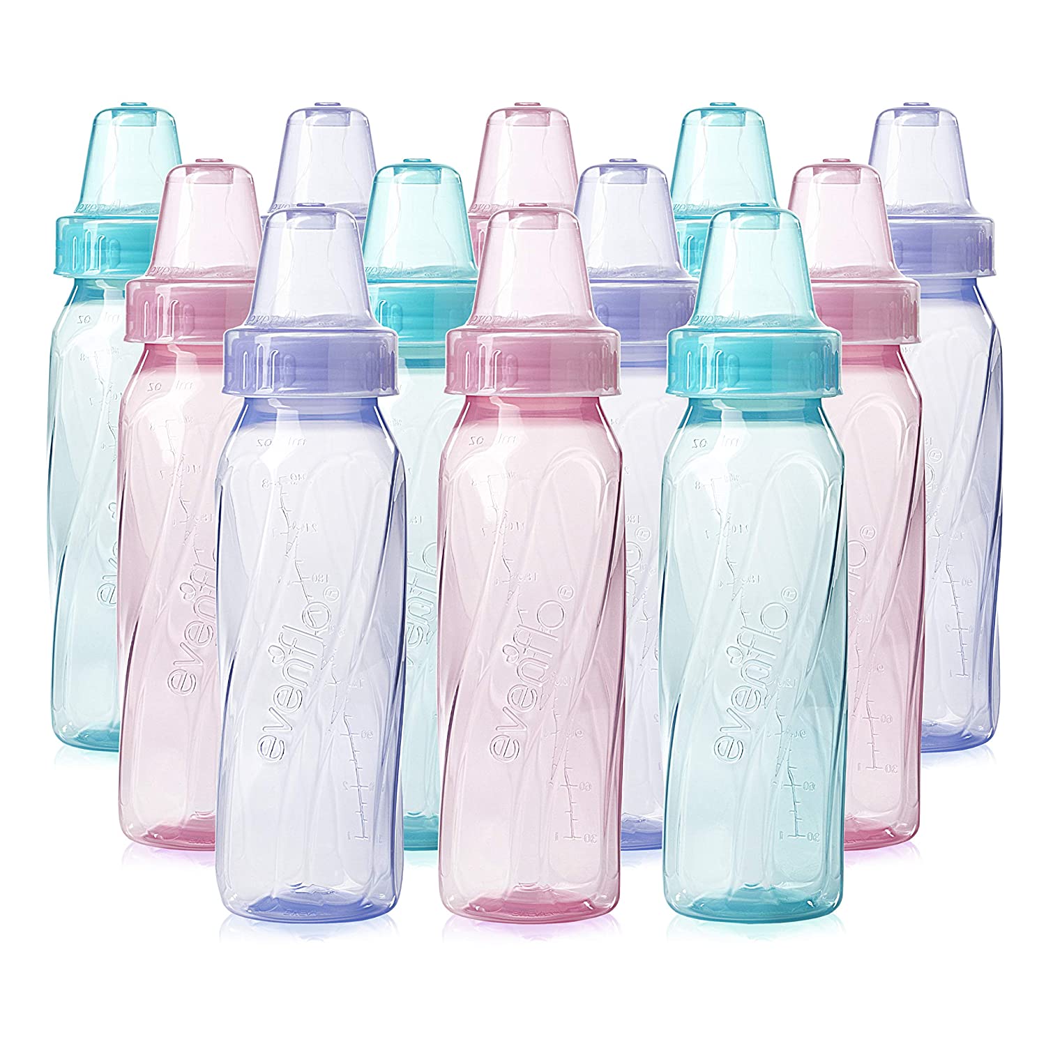 Evenflo Feeding Classic Tinted Plastic Baby Bottles, 12-Pack