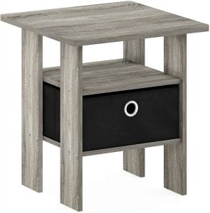 Furinno 11157GYW/BK Andrey Contemporary Rounded Corner Bedroom Nightstand