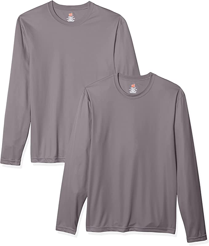 Hanes Men’s UPF 50+ Long Sleeve Cool Dri T-Shirt, 2-Pack