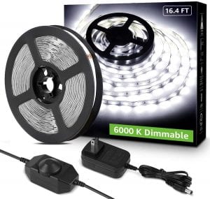 Lepro Easy Install Dimmable White Strip Lights, 16.4-Foot
