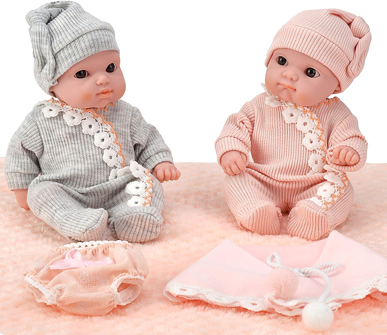Mommy & Me Soft Twin Baby Doll For 3-Year-Old Girls, 8-Inch