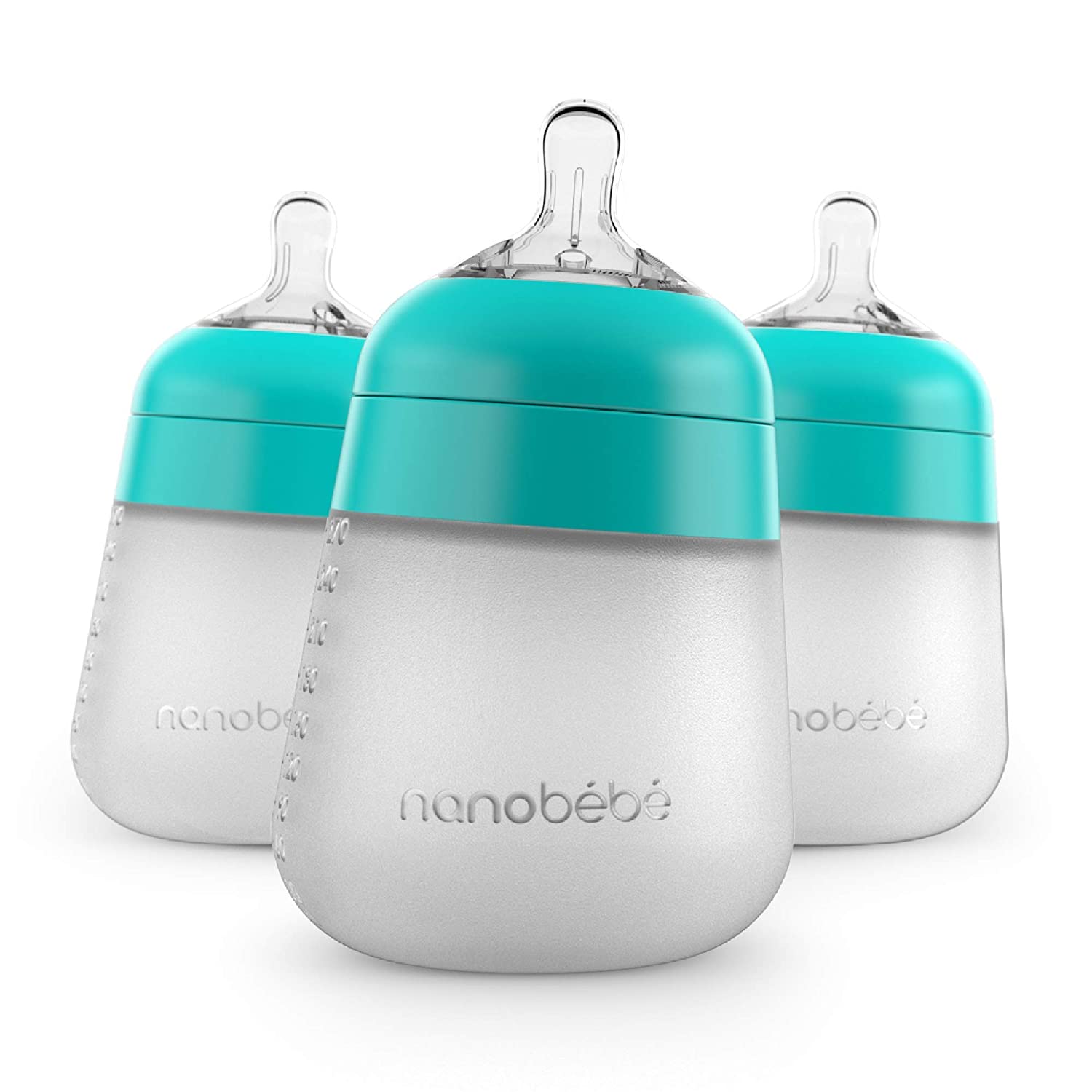 NANOBÉBÉ BPA-Free Soft Nipple Baby Bottles, 3-Pack