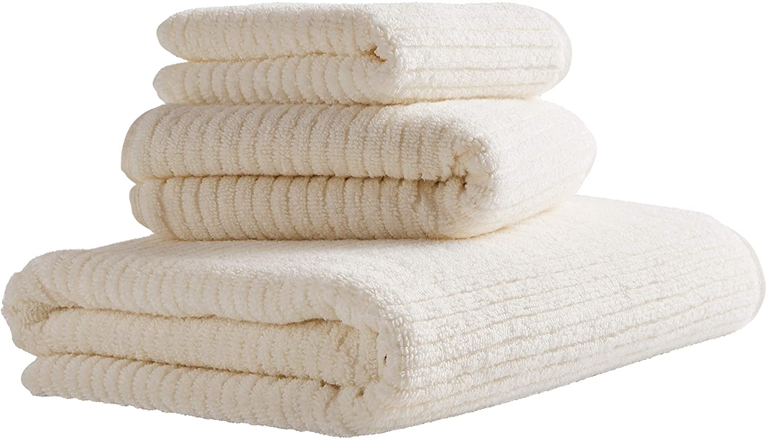 Rivet Ribbed Cotton Bath Towel Set, 3-Pack