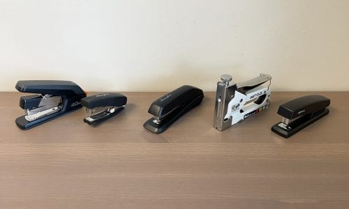 staplers lined up