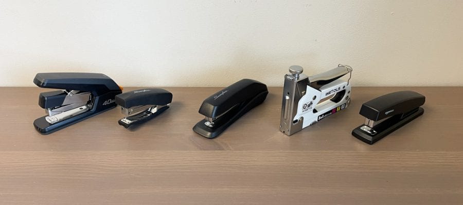staplers lined up