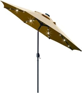 Sunnyglade Polyester Solar Patio Umbrella, 9-Foot