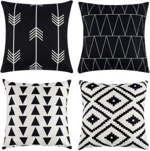 Tosewever Boho Machine Washable Outdoor Pillow Cover Set, 4-Pack