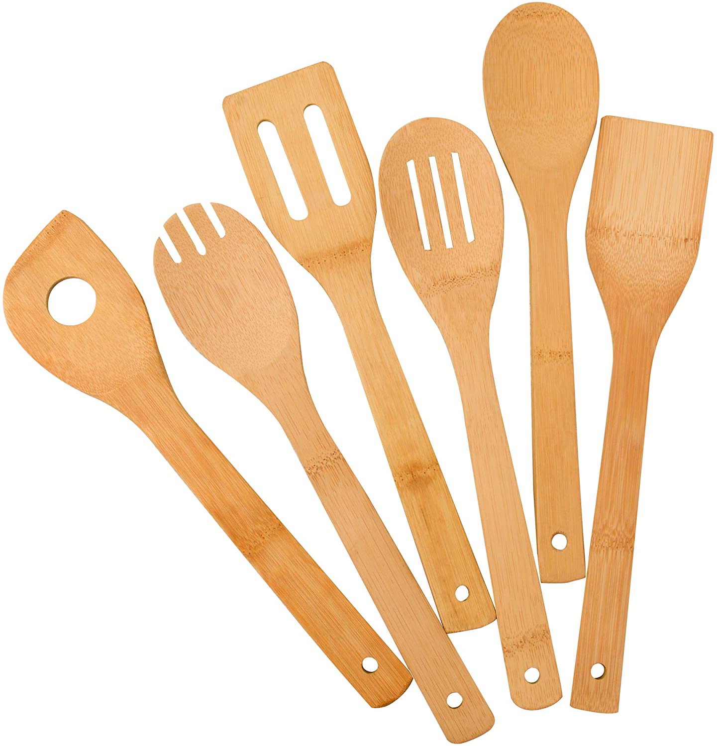 Zhuoyue Natural Wooden Spoon & Spoon Set, 6-Piece