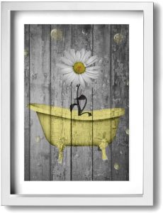Ale-art Framed Bathtub & Flower Bathroom Picture, 9-Inch x 13-Inch