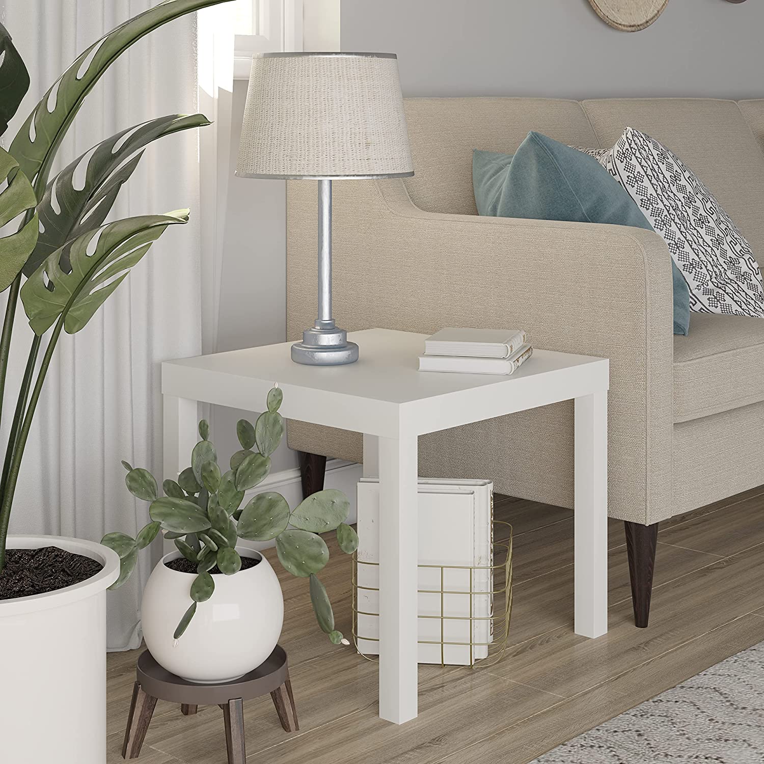 Ameriwood Home Parsons Water Resistant White End Table For Bedroom