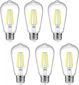 Ascher Vintage Daylight White Dimmable LED Edison Bulbs, 6-Pack