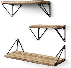 BAYKA Rustic Wood Floating Wall Shelves, 3-Pack