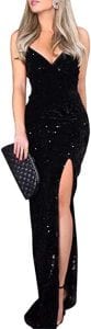 BerryGo Stretchy Sequined Black Formal Gown