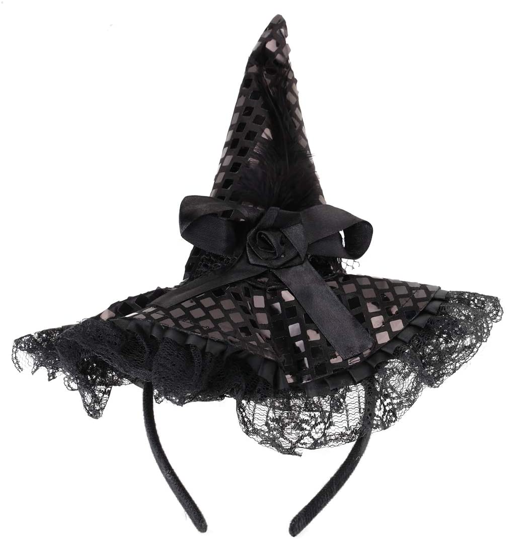BinaryABC Lacy Headband Witch Hat For Women