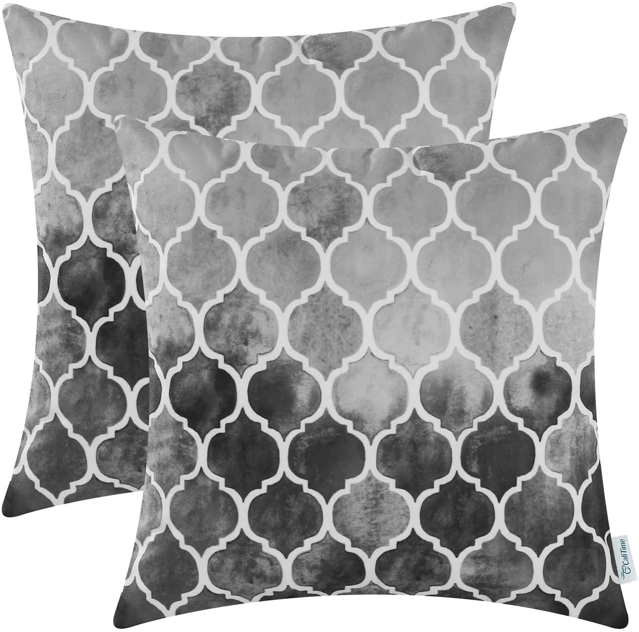 CaliTime Modern Geometric Grey Throw Pillow Covers, 2-Pack