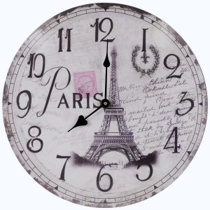 HIPPIH Round Paris Wall Clock Decor For Girl’s Bedroom