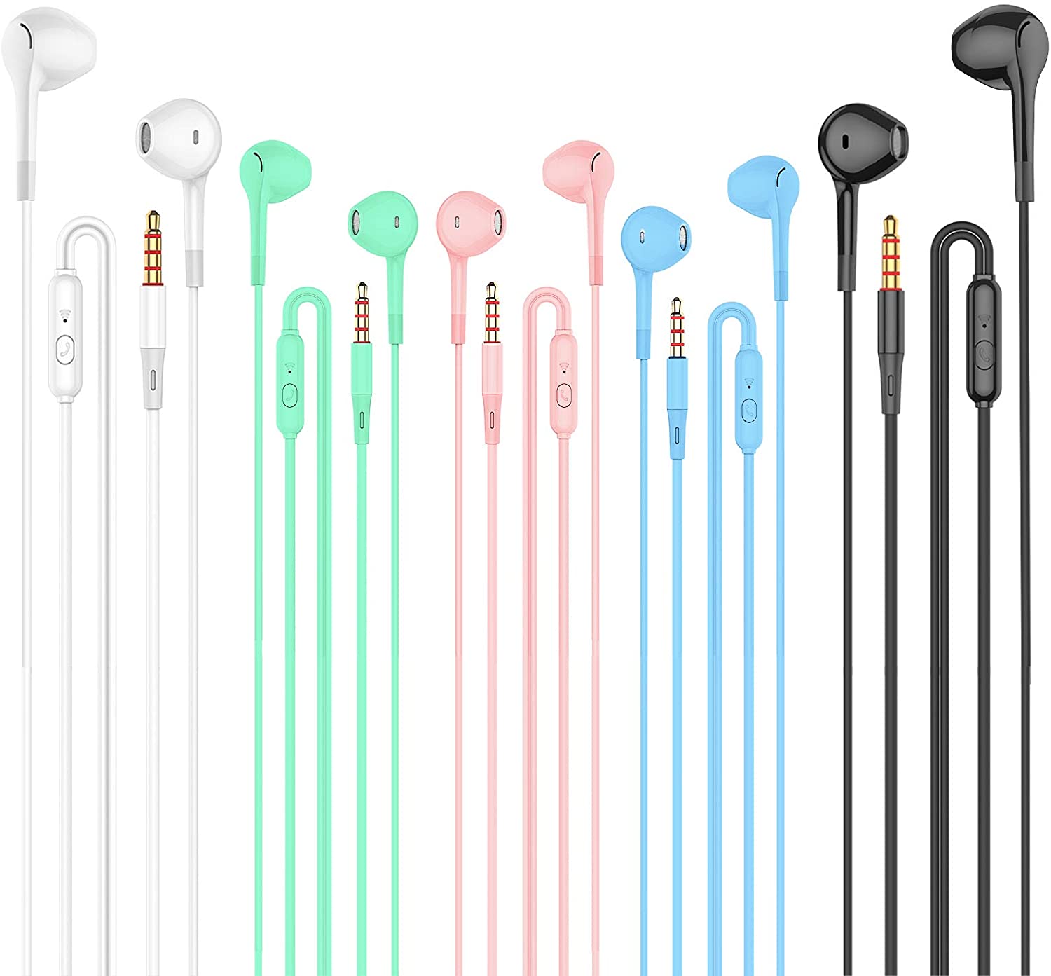 HUOMU Multi-Device Wired Earphones, 5-Pack