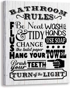 Kas Home Canvas Bathroom Rules Picture, 12-Inch x 15-Inch