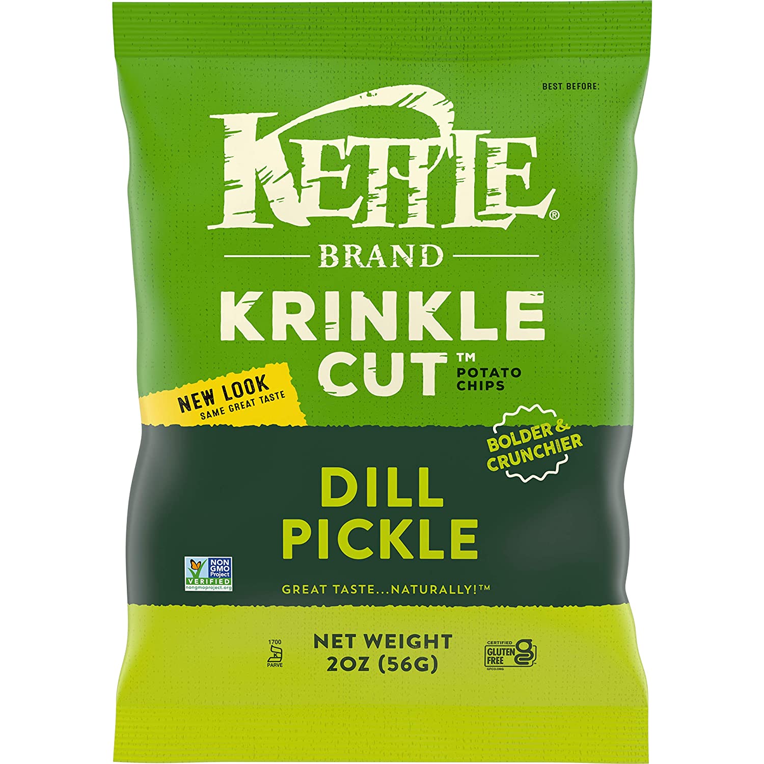 Kettle Brand Ridged Dill Pickle Chips, 6-Pack