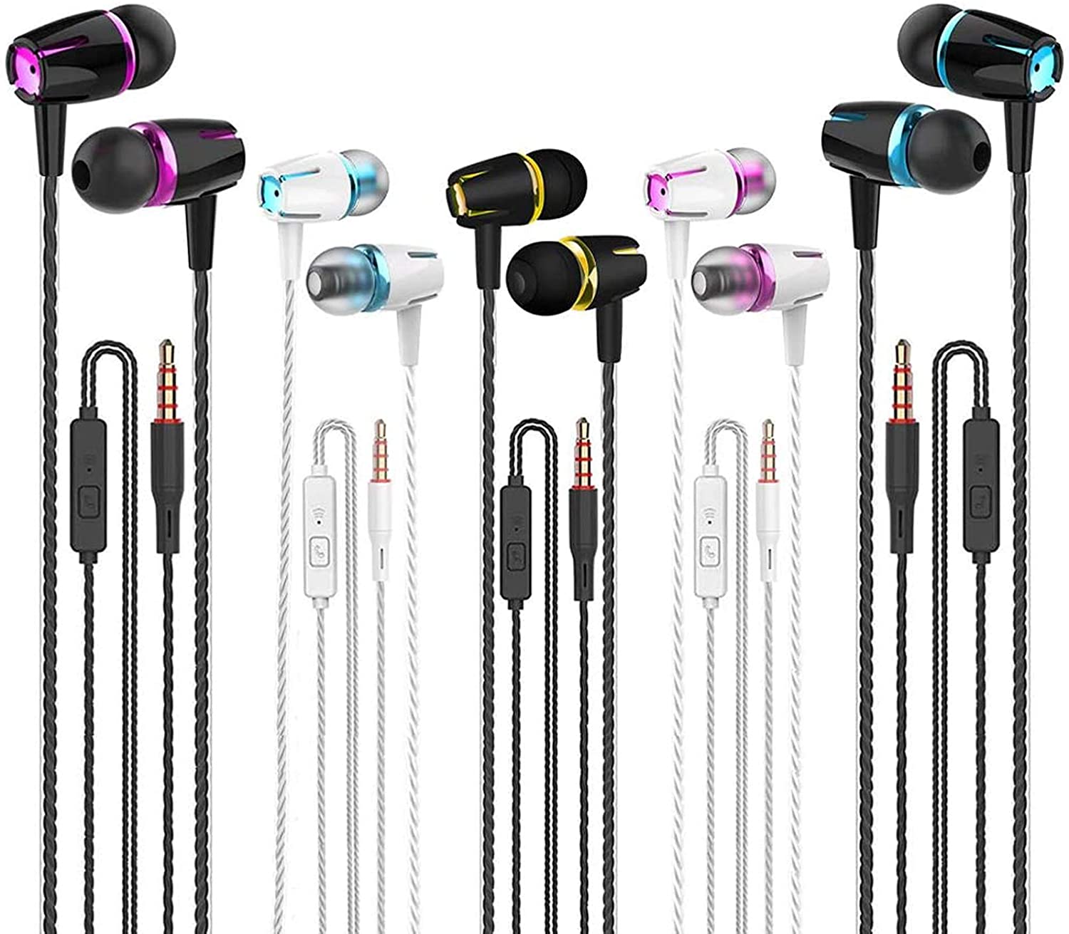 Kirababy Noise Isolating Wired Headphones, 5-Pack