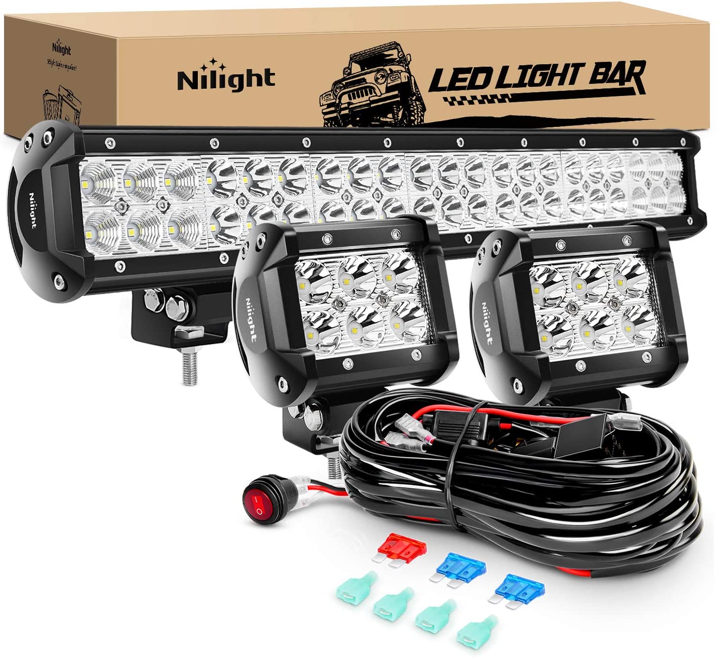 Nilight ZH002 Melting Resistant LED Light Bar Kit, 20-Inch