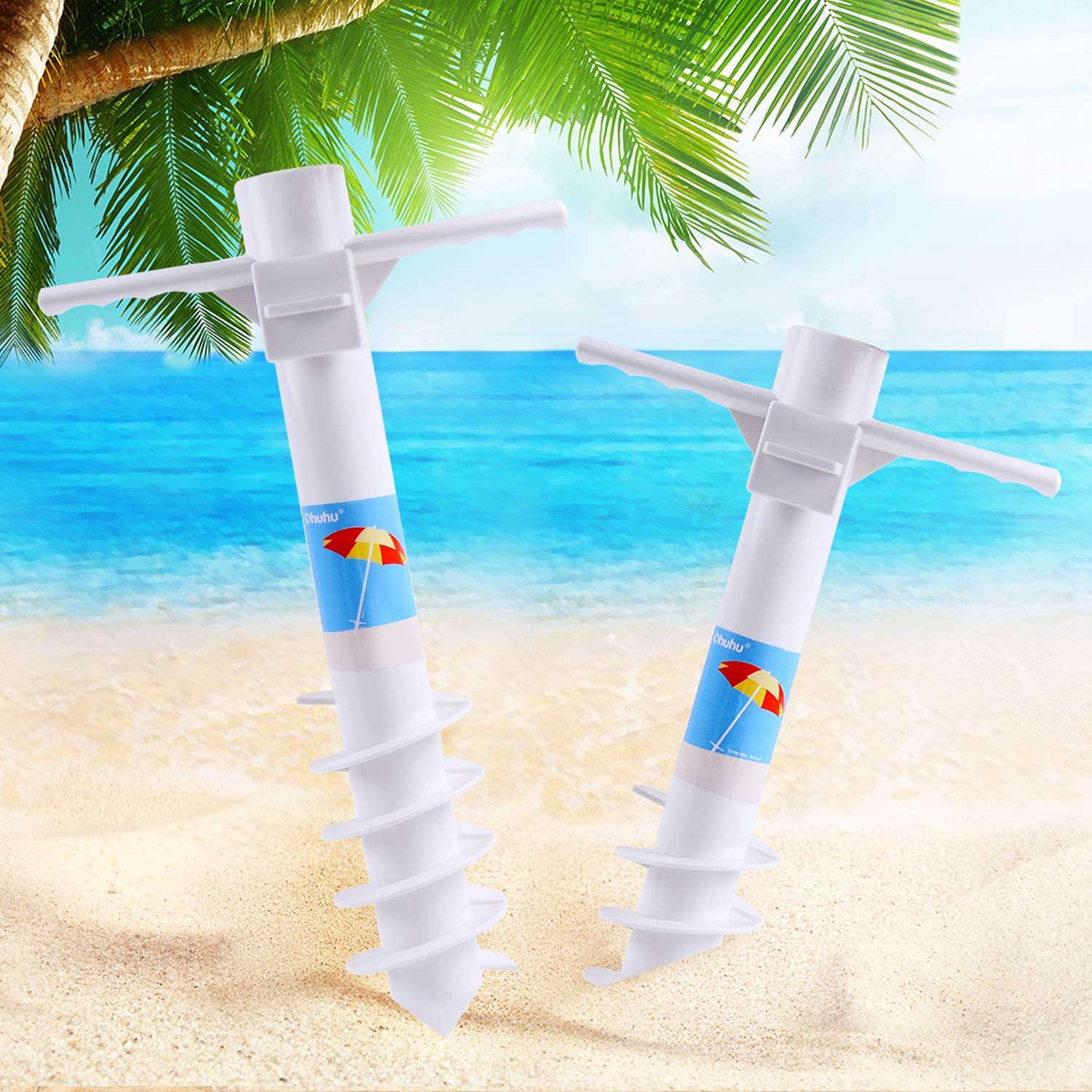 Ohuhu Wind Resistant Beach Umbrella Anchors, 2-Pack