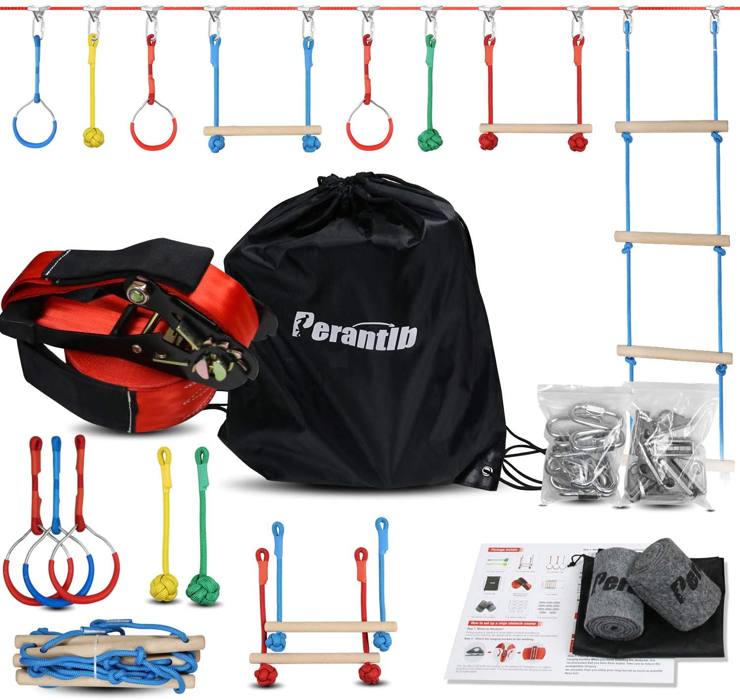 Perantlb Portable Obstacle Course Slackline Kit
