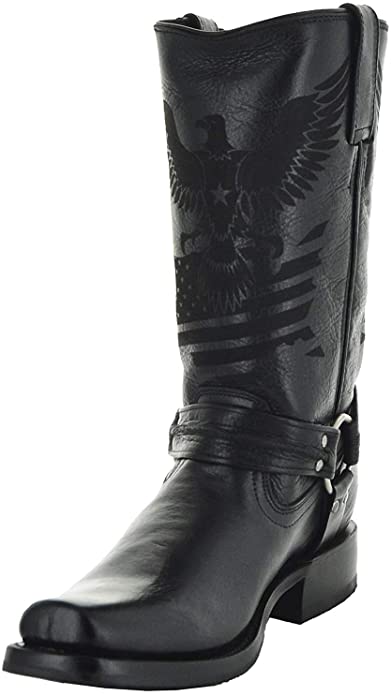 Soto H50021 Genuine Leather Harness Black Leather Boots