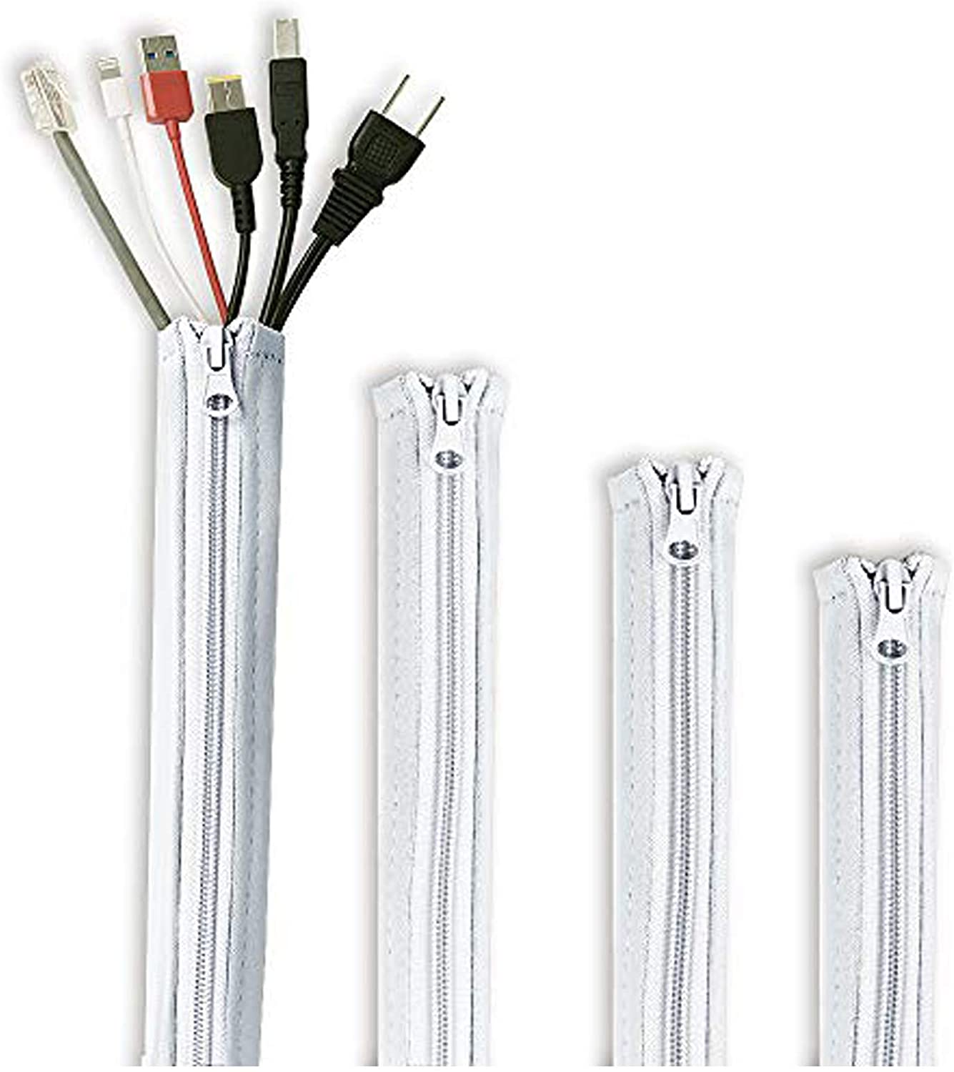 StangH Tidying Dual Cable Zipper Sleeve, 4-Pack