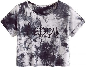 SweatyRocks Tie Dye Crop Shirt For Teen School Girls