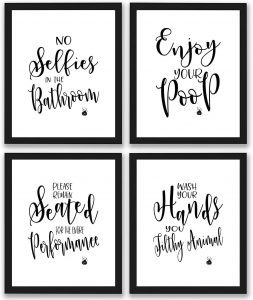 TheNameStore Sayings & Quotes Unframed Bathroom Pictures, 4-Pack