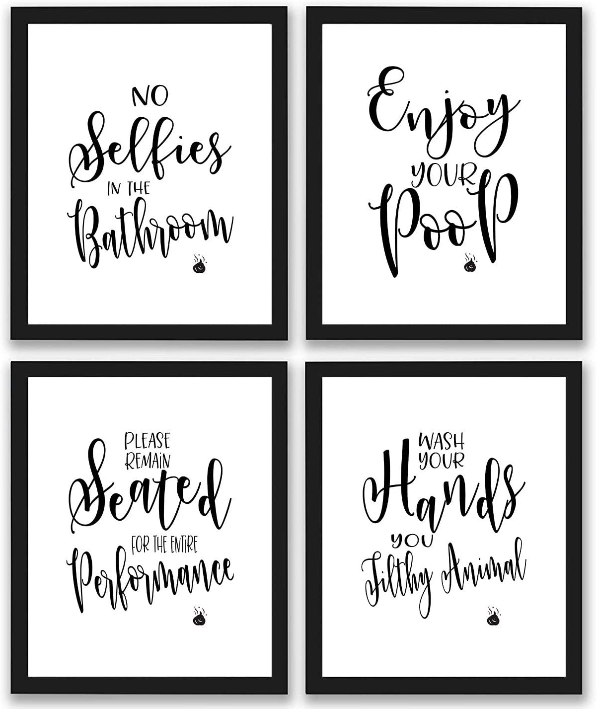 TheNameStore Sayings & Quotes Unframed Bathroom Pictures, 4-Pack