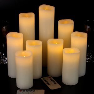 Vinkor Traditional Flickering Candles Mantel Decorations, Set Of 9