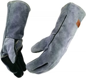 WZQH Kevlar Stitching Leather Fireplace Gloves