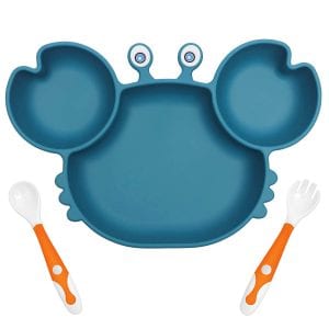 YIVEKO Dishwasher Safe Plate & Utensils For Toddlers, 3-Piece