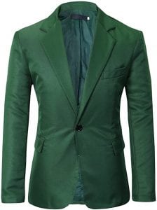 YUNCLOS Cotton Lined Work Green Blazer For Men