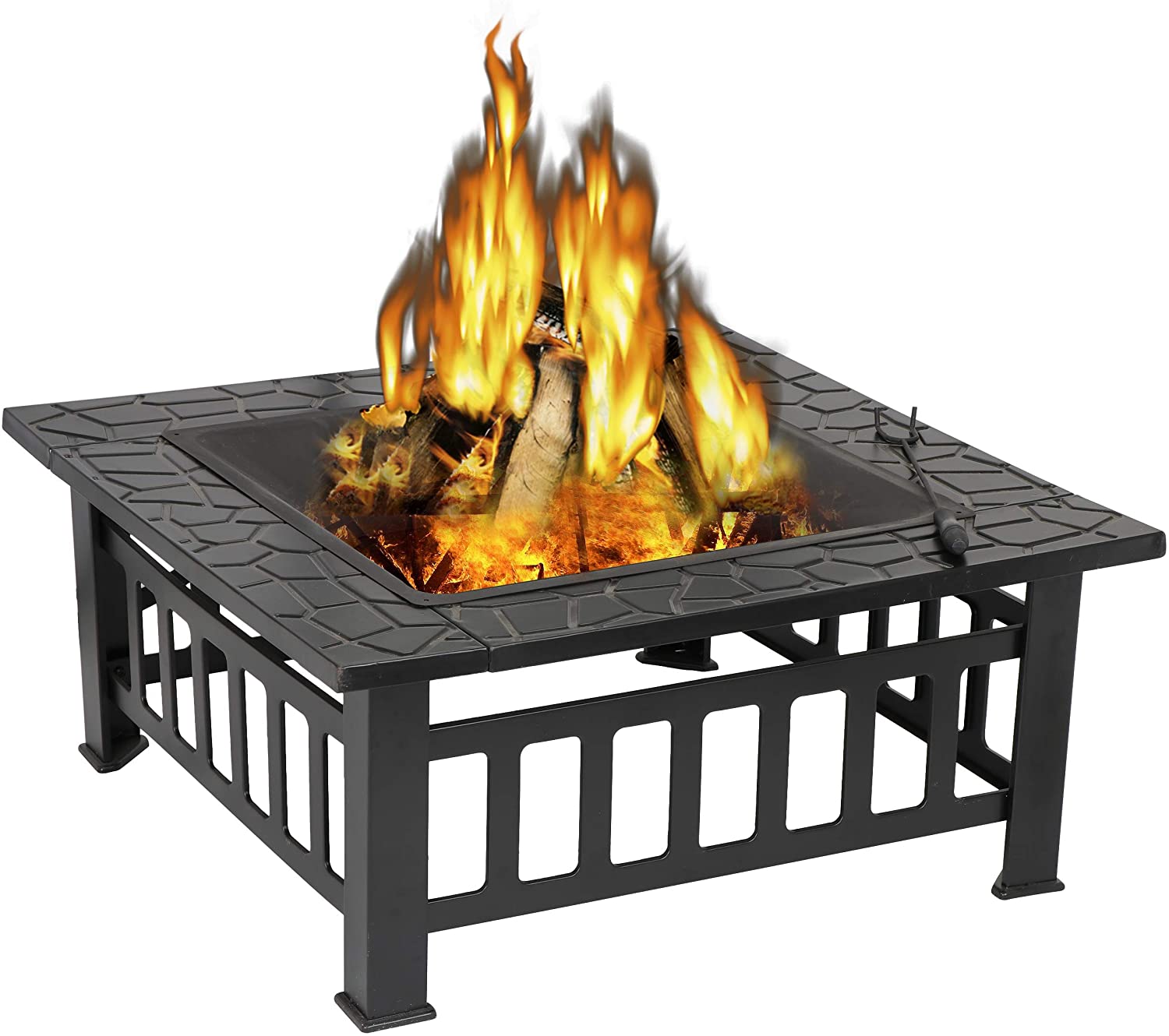 ZENY Square Patio Fire Pit, 32-Inch