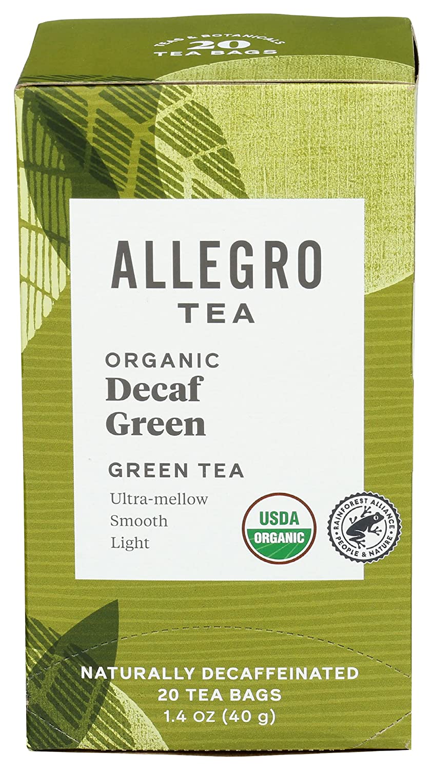 Allegro Organic Ultra-Mellow Caffeine-Free Green Tea, 20-Count