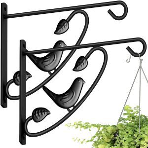 AMAGABELI GARDEN & HOME Decorative Iron Bird Outdoor Hanging Brackets, 2-Pack