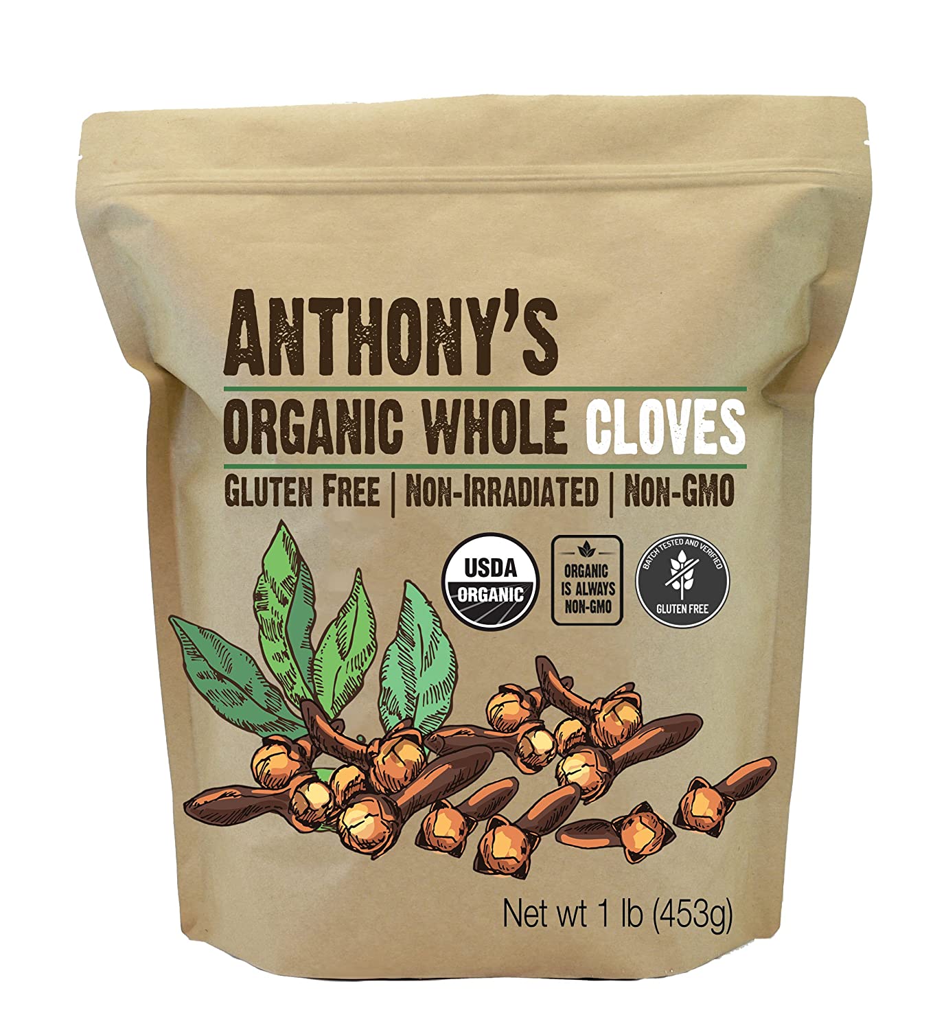 Anthony’s Goods Organic Non-GMO Whole Cloves, 1-Pound