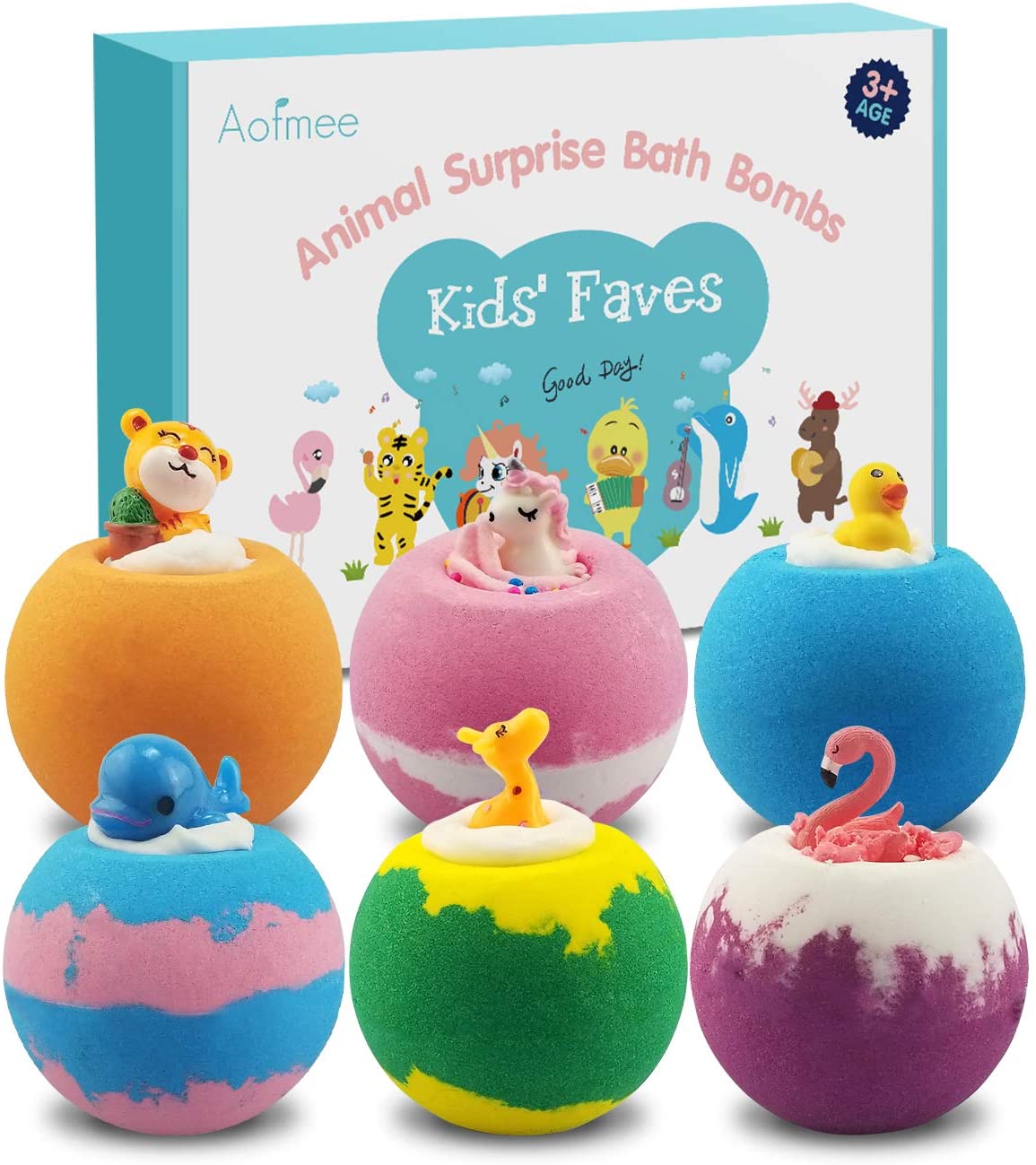Aofmee Toy-Inside Moisturizing Kids’ Bath Bombs, 6-Count
